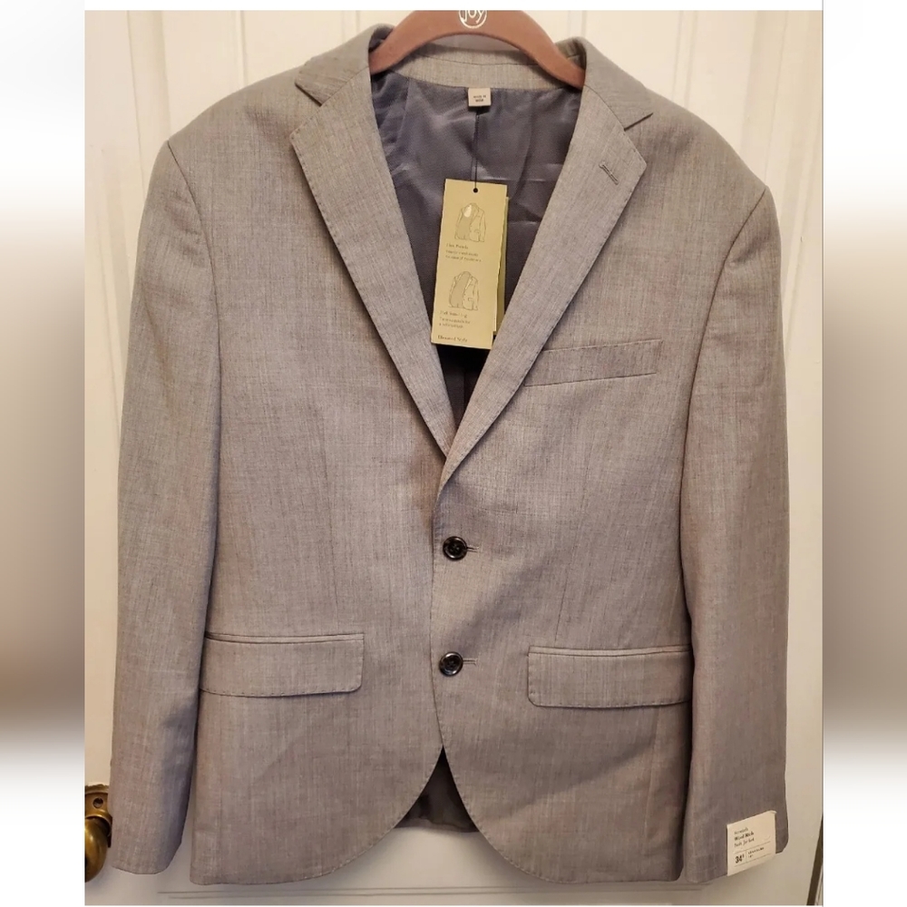 Goodfellow & Co 34 S Men's NWT Gray Stretch Wool Rich Suit Jacket Fully Lined